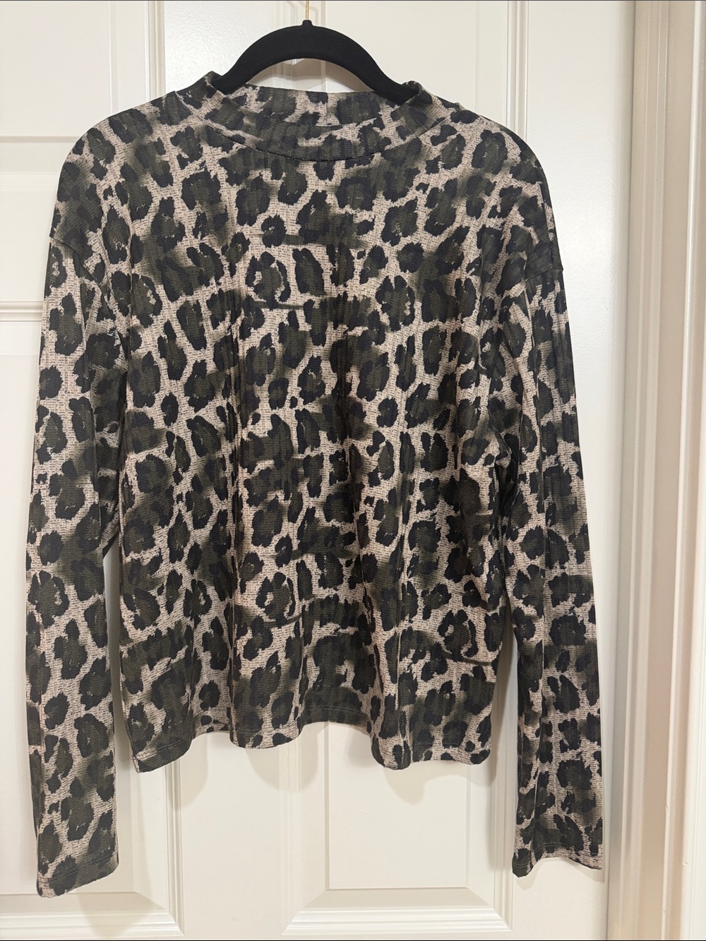 Zara Leopard Print Long Sleeve Top in Black and Cream
